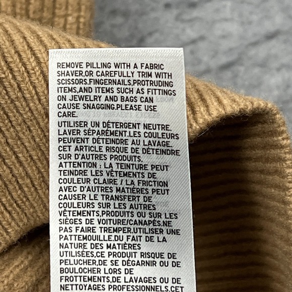 Uniqlo Lambswool Half Zip Sweater Women's Medium Brown 100% Wool Ribbed Jumper - Picture 8 of 11